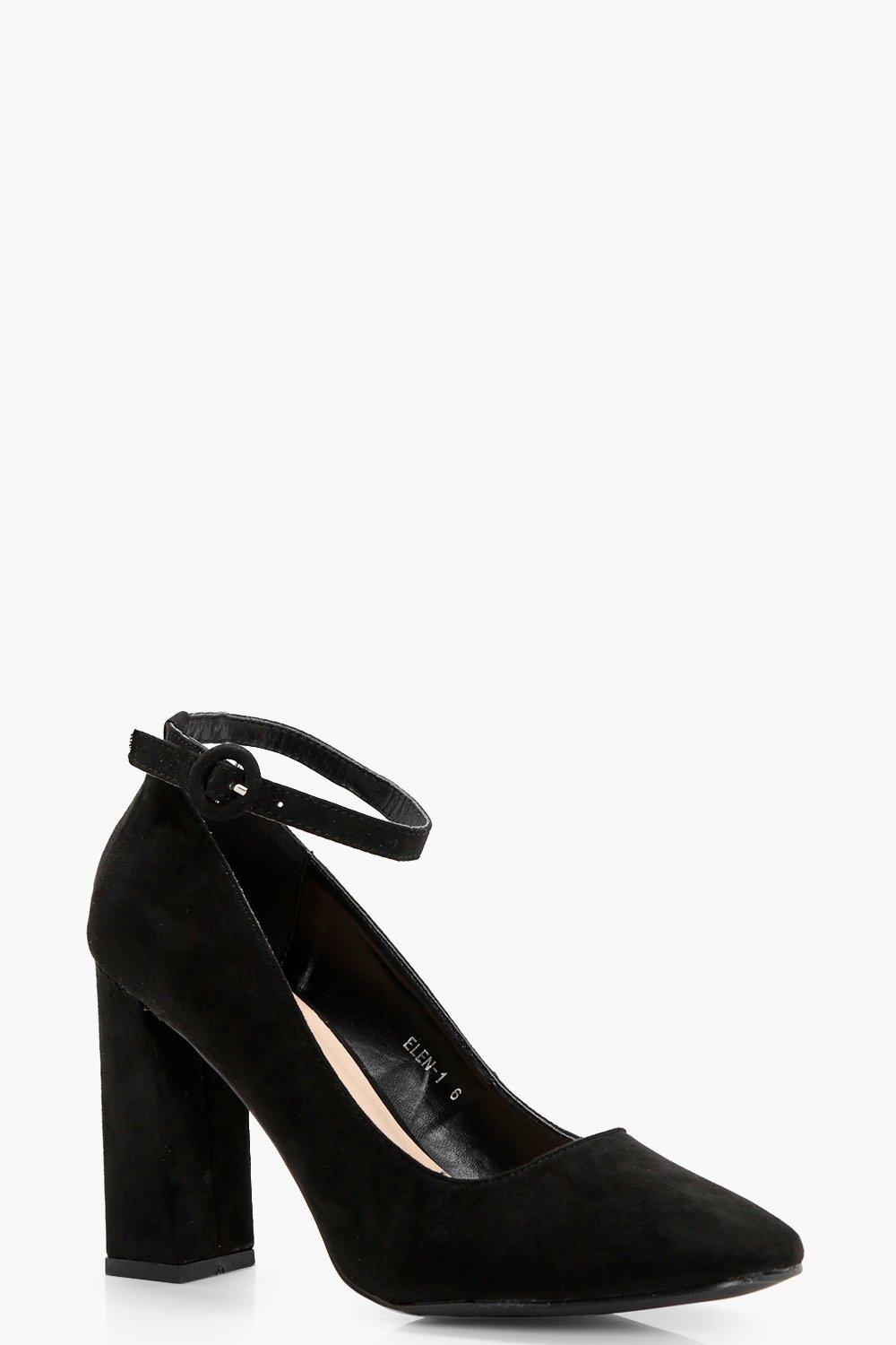 high heel court shoes with ankle strap
