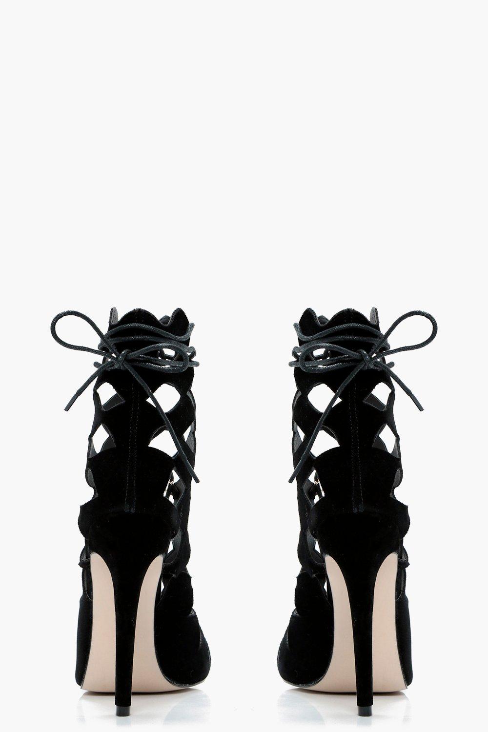 Natasha Raffinierte Ghillie Sandalen Mit Absatz Zum Schnuren Boohoo