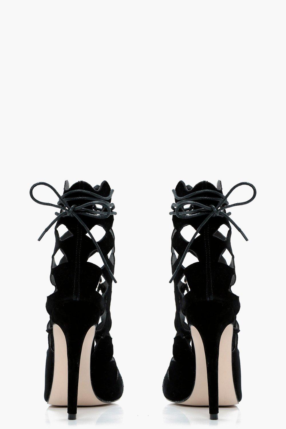 Natasha Raffinierte Ghillie Sandalen Mit Absatz Zum Schnuren Boohoo