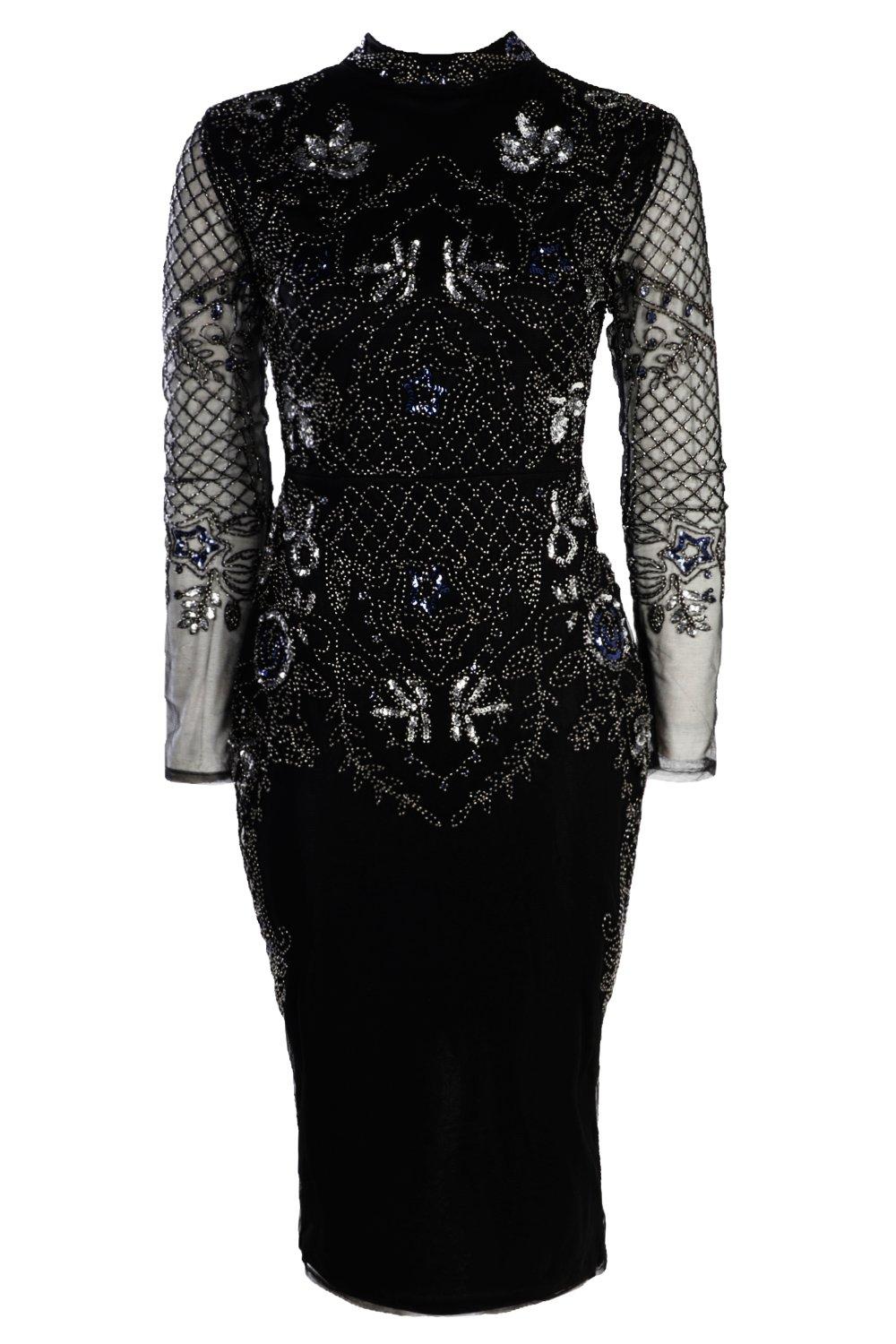 boohoo embroidered embellished mini dress