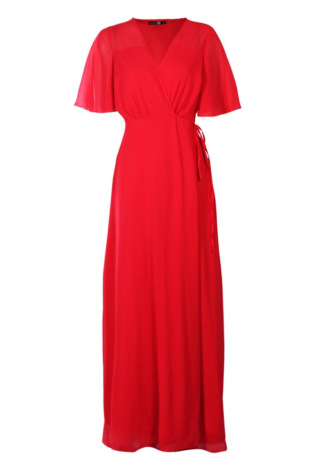 chiffon angel sleeve maxi dress