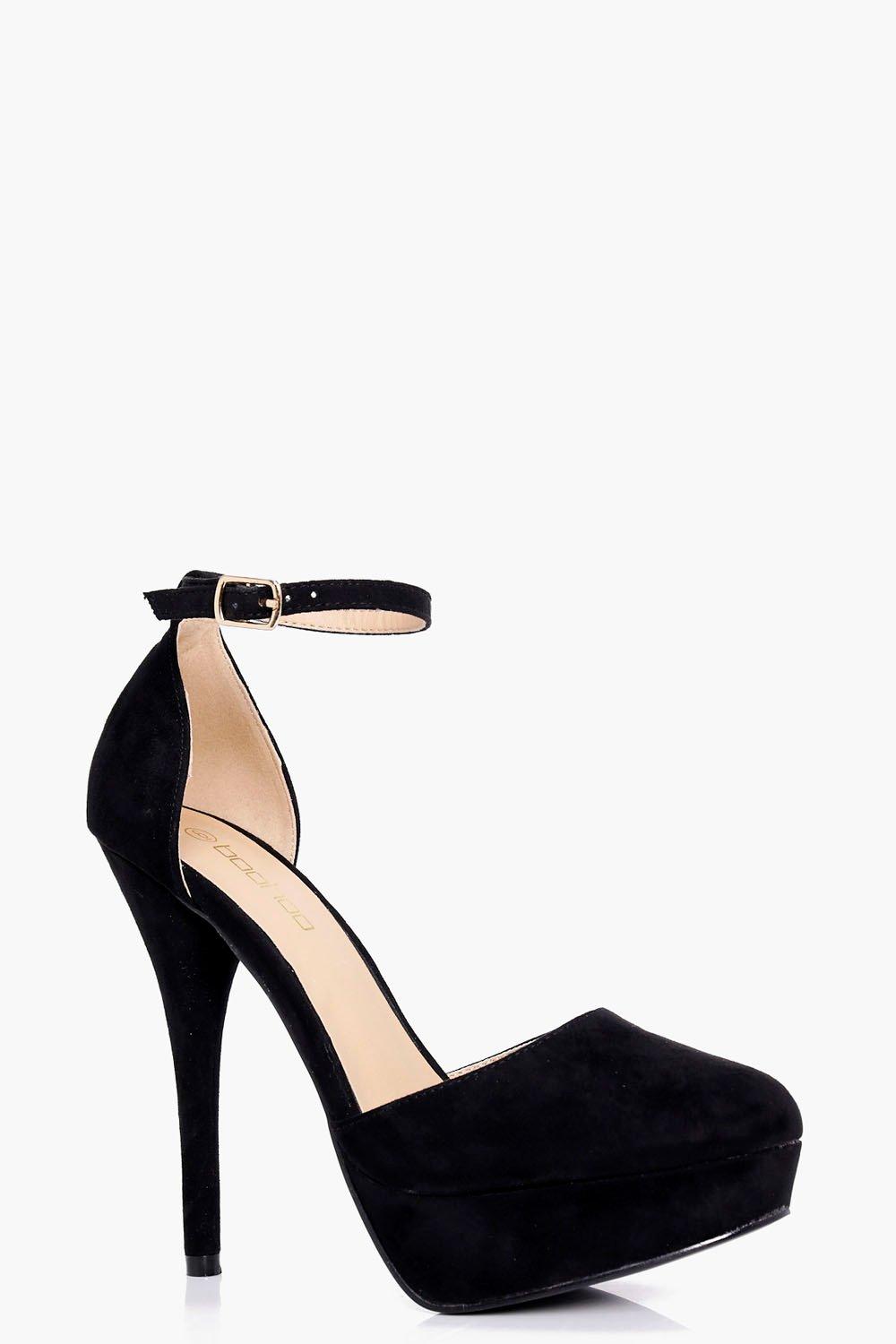 black round toe high heels