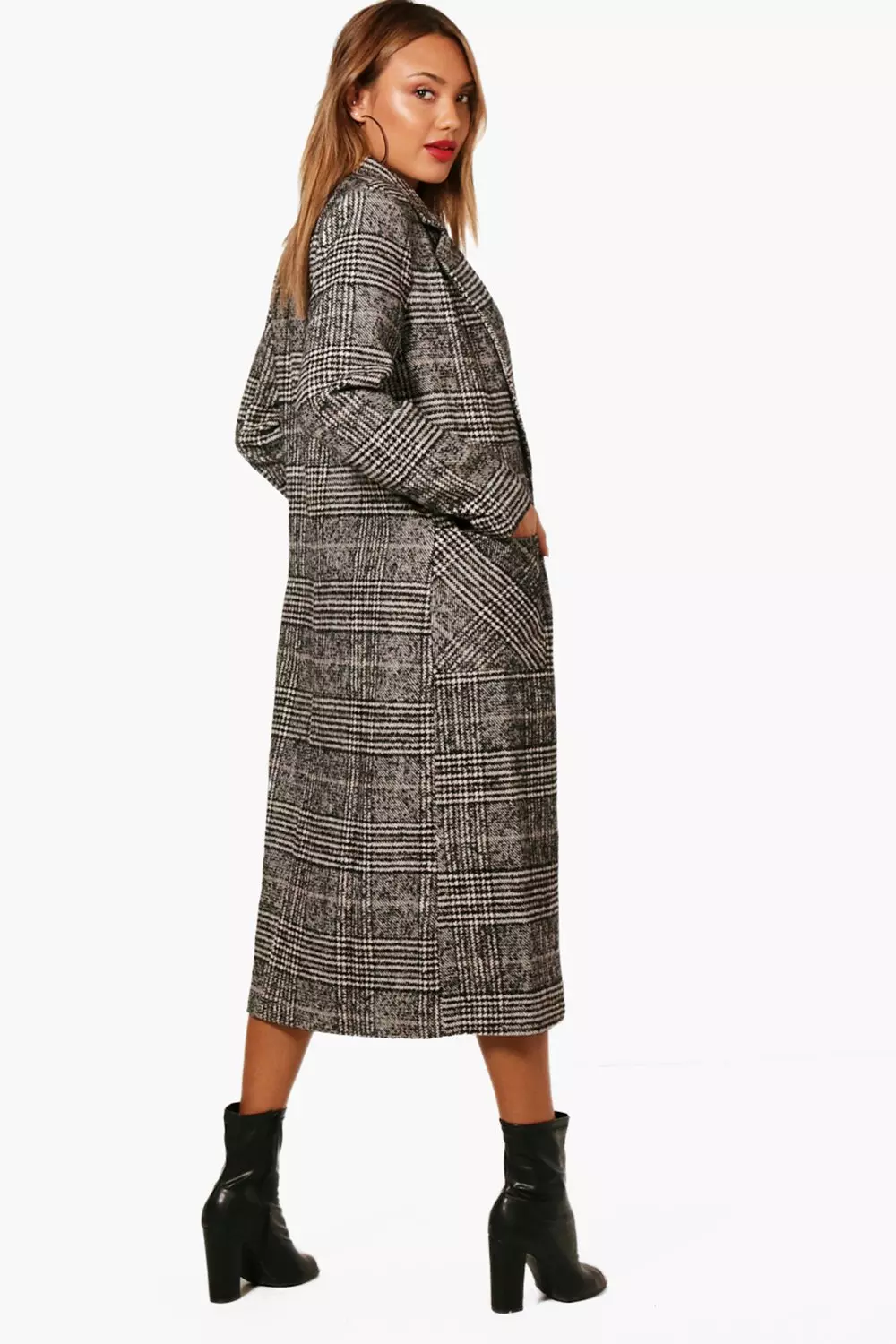 Manteau Long A Carreaux Boohoo