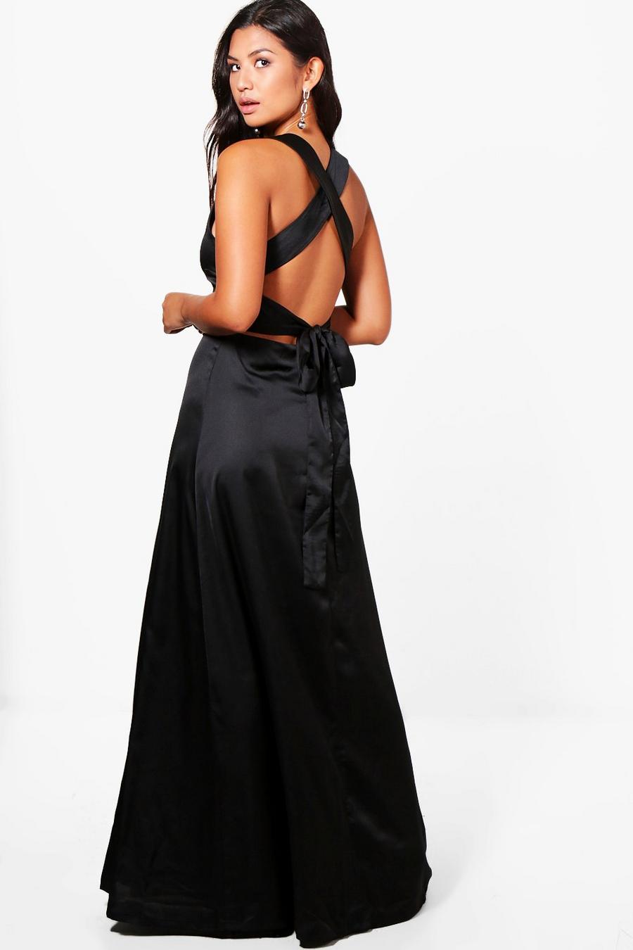 Satin Strappy Back Detail Maxi Dress image number 1