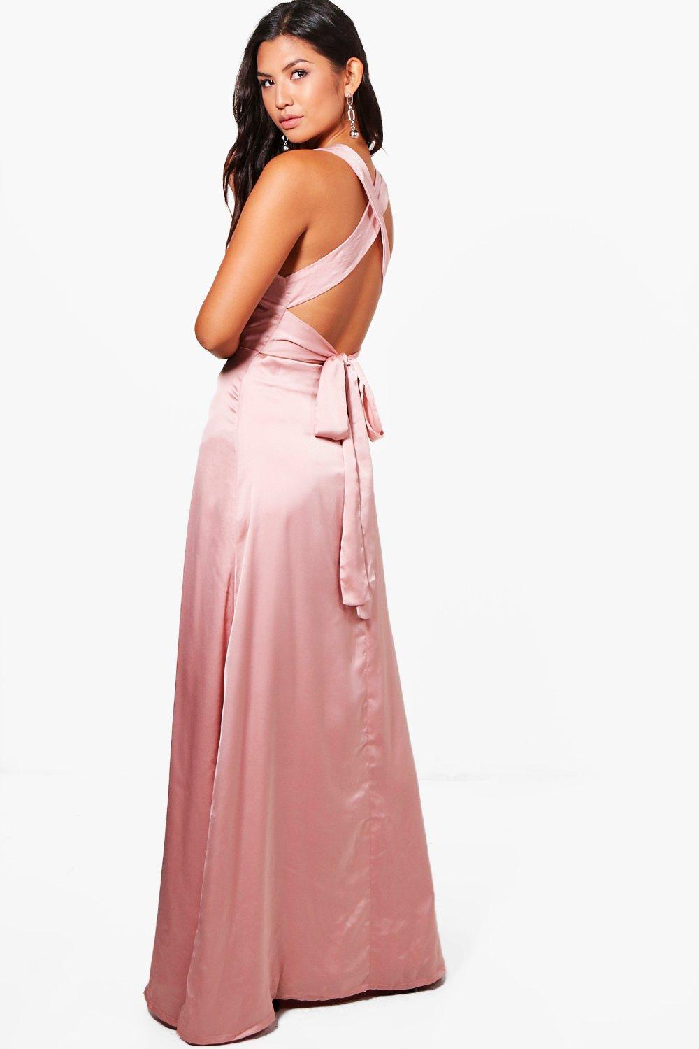 satin strappy back gown