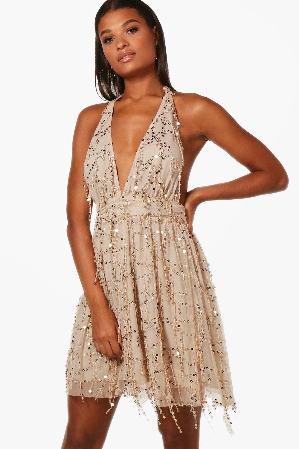 sequin halterneck dress