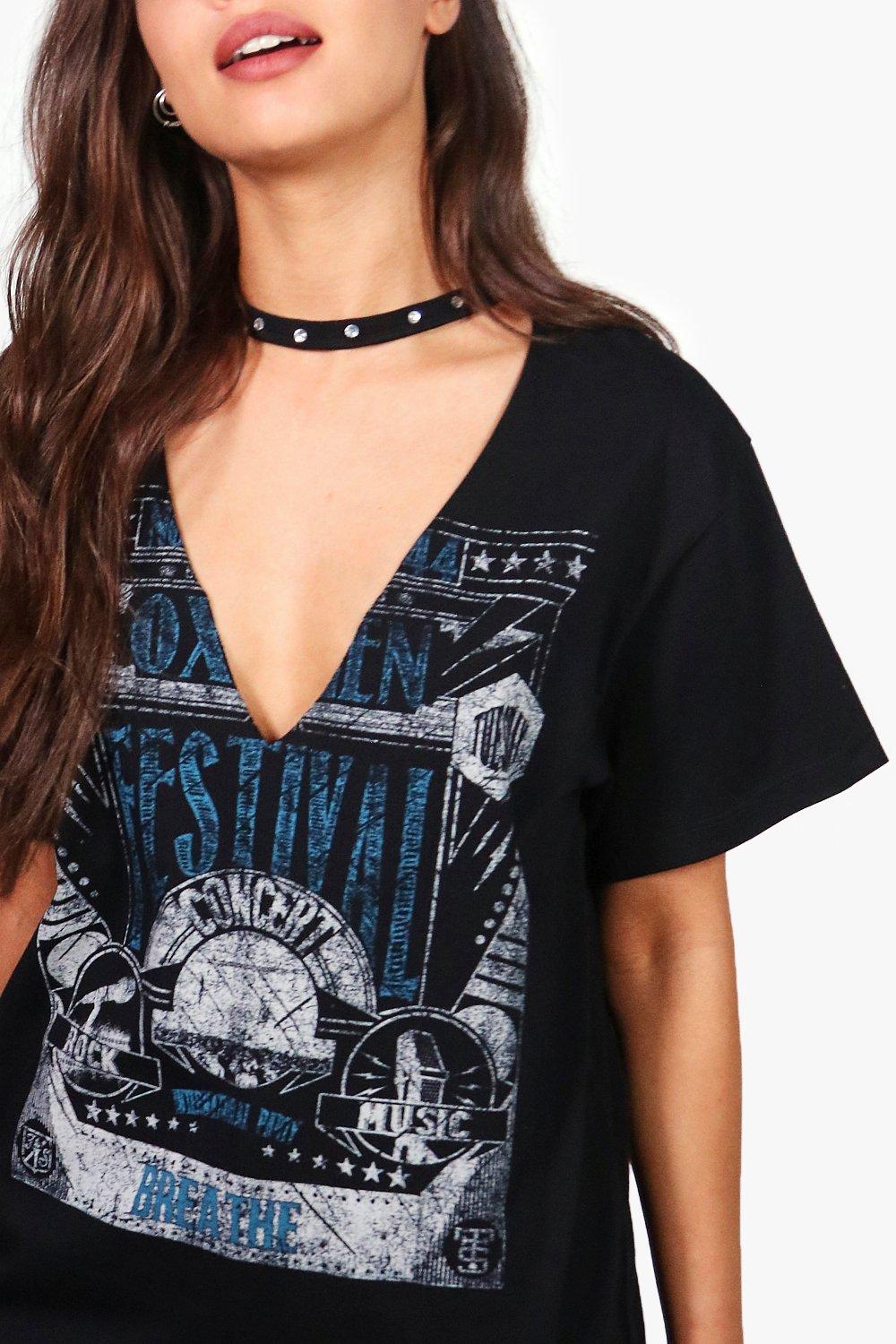 Women'S Ivy Oversized Embellished Choker Neck T-Shirt | Boohoo Uk