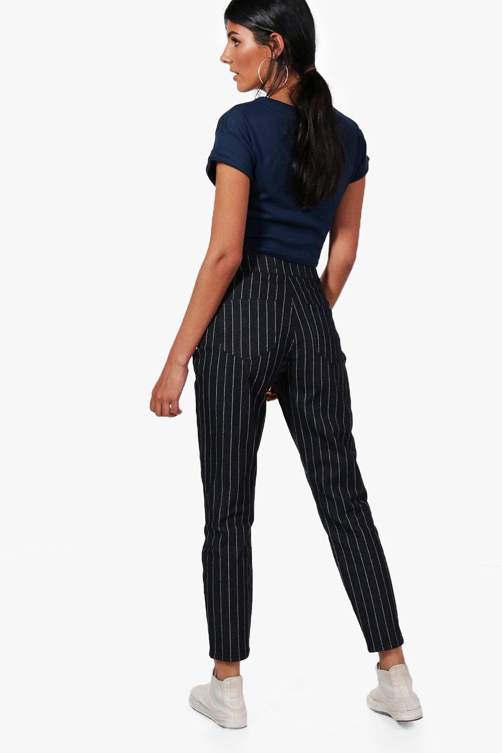 high rise striped pants