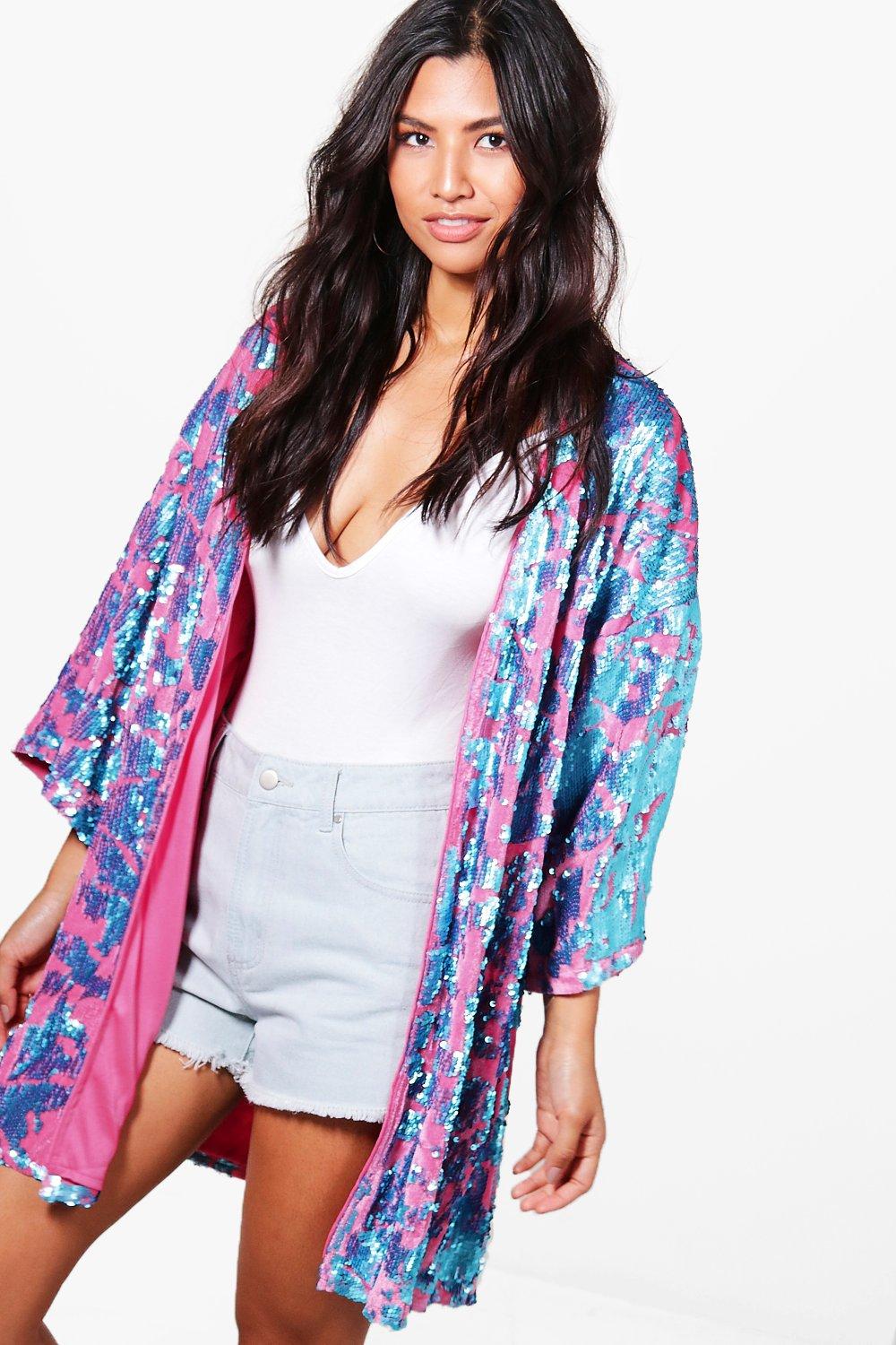boohoo sequin kimono