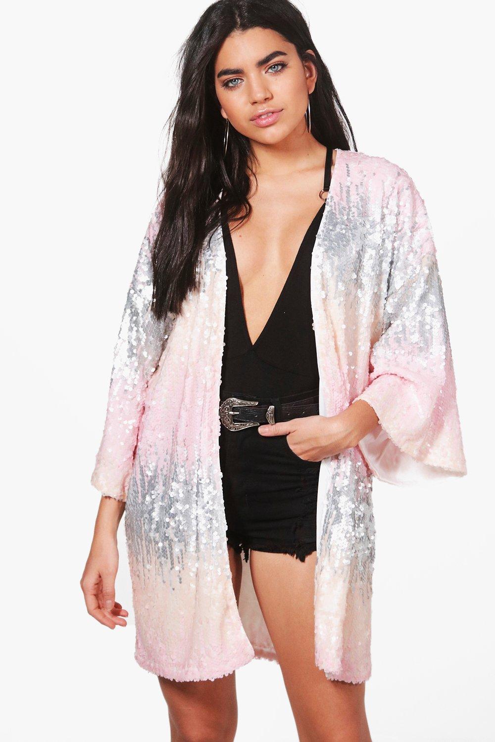 boohoo sequin kimono
