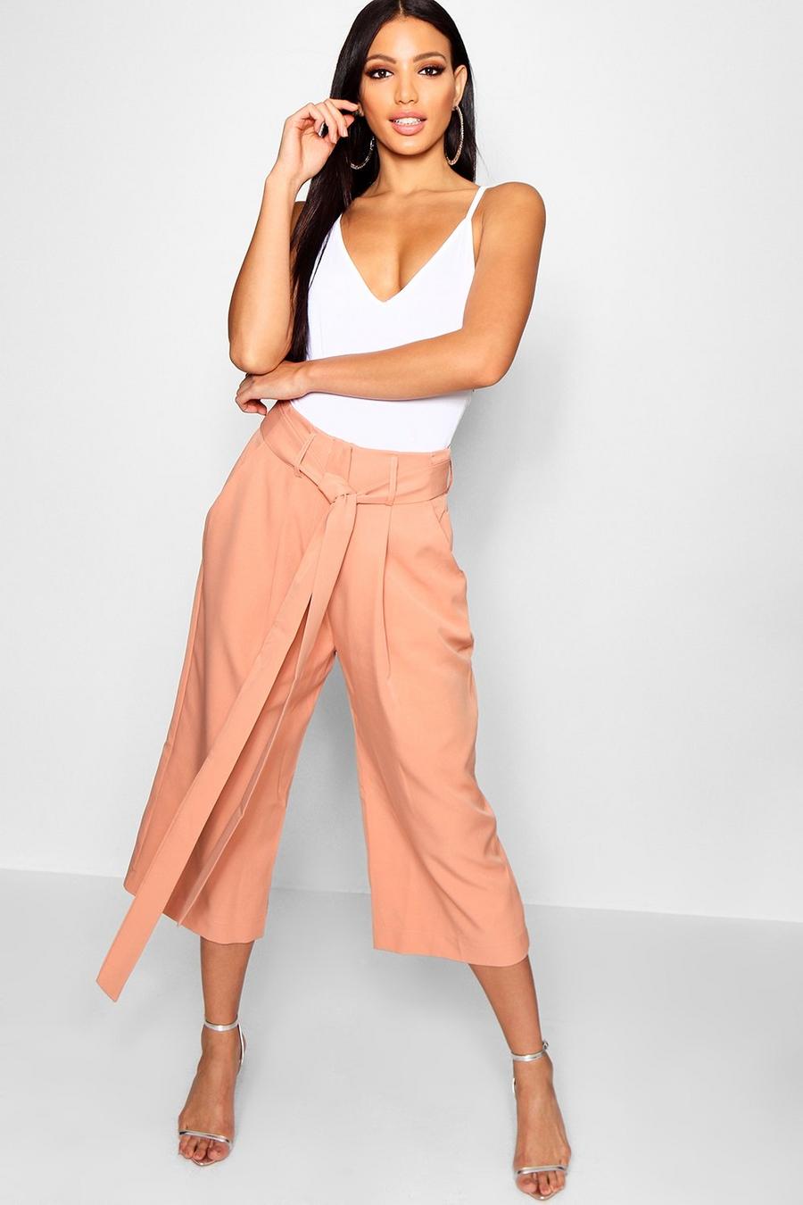 Blush pink Pleated Waist Wide Leg Culottes image number 1