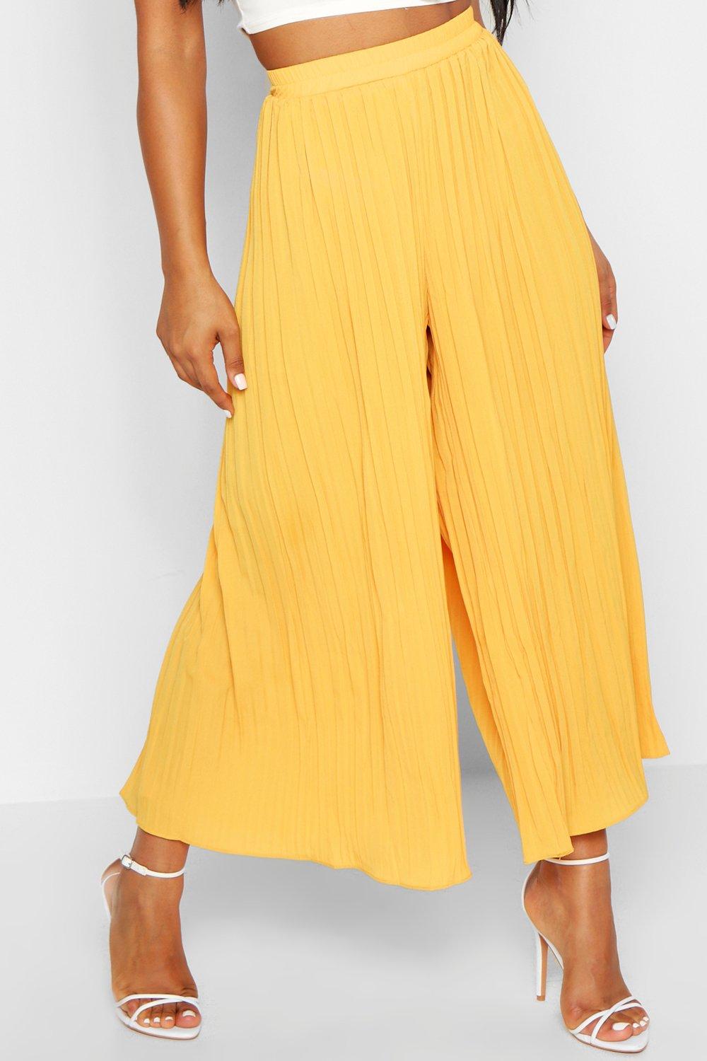 High Waist Pleated Wide Leg Culottes