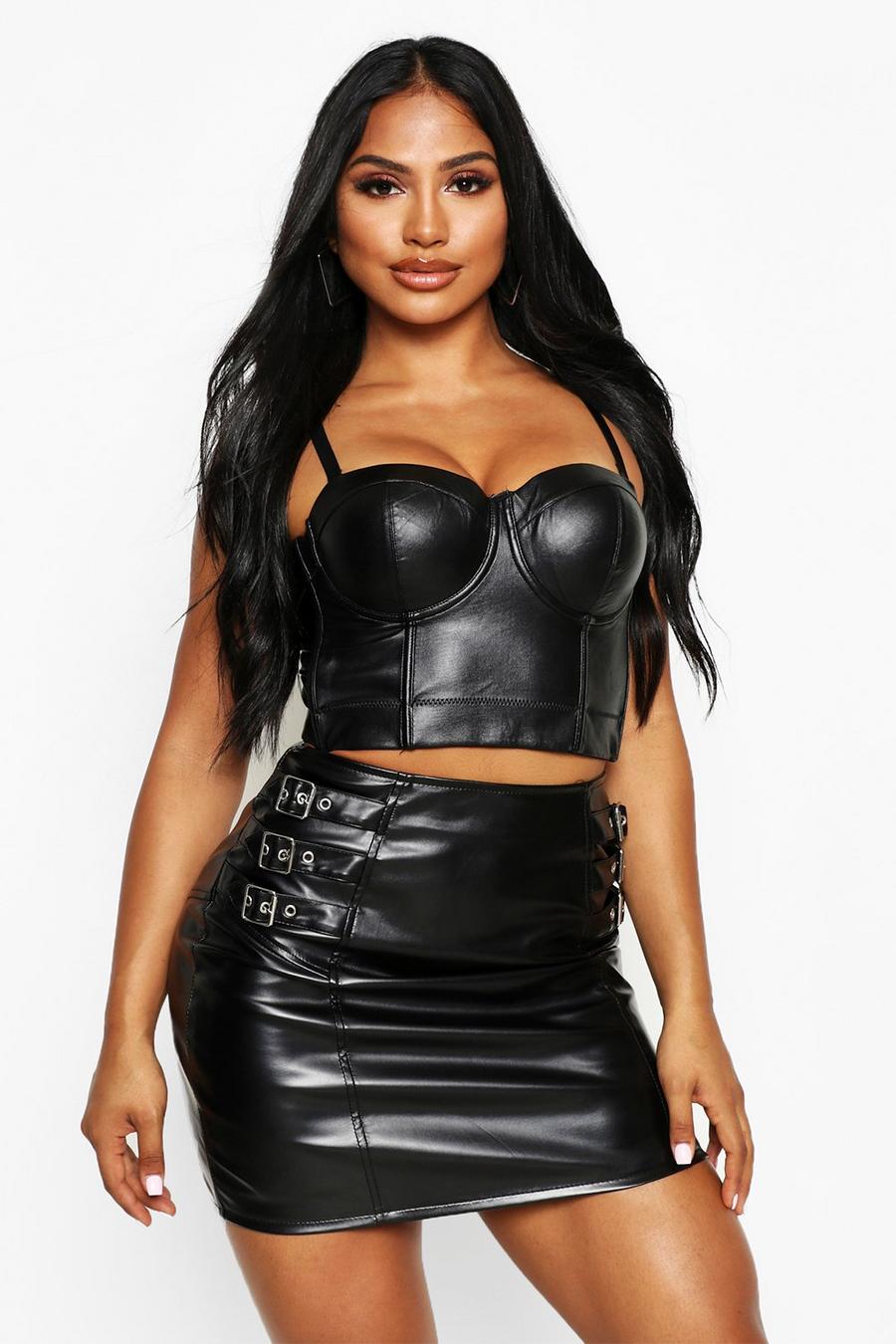 Buckle Side Faux Leather Mini Skirt image number 1