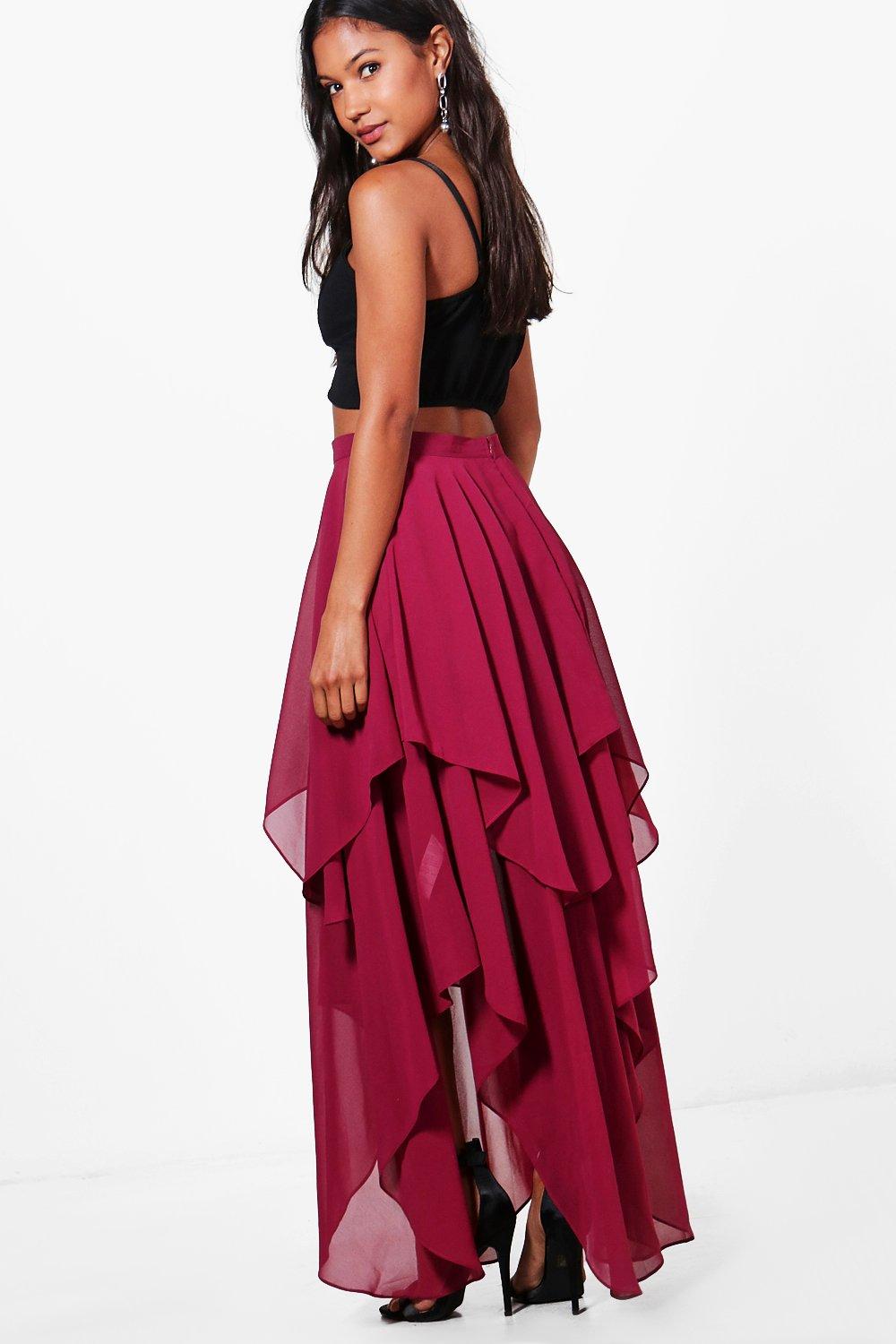 India High Low Hem Maxi Skirt