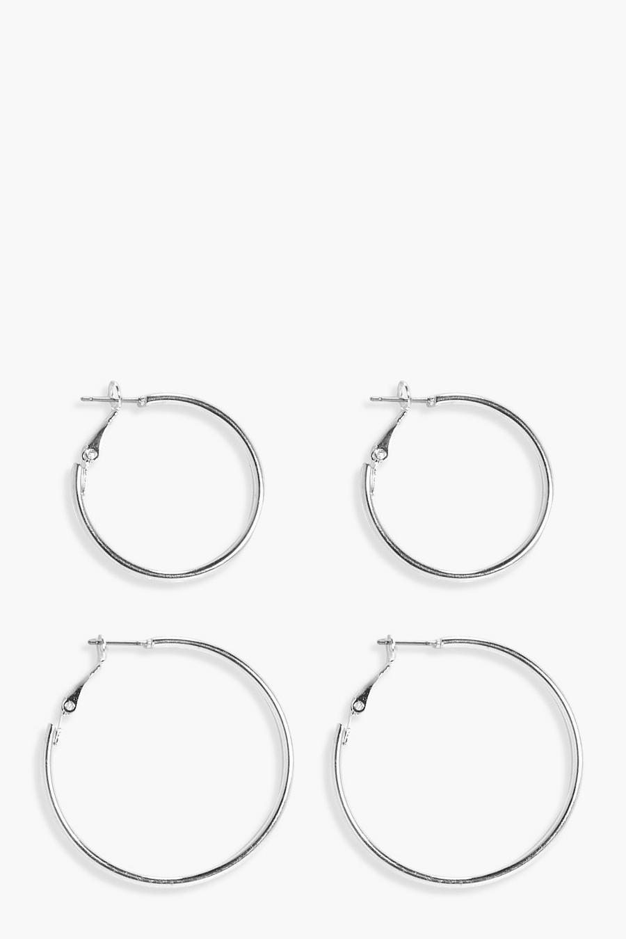 Silver Hoop Earrings 2 Pack image number 1