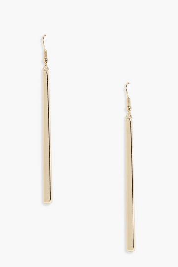 Gold Metallic Simple Bar Drop Earrings