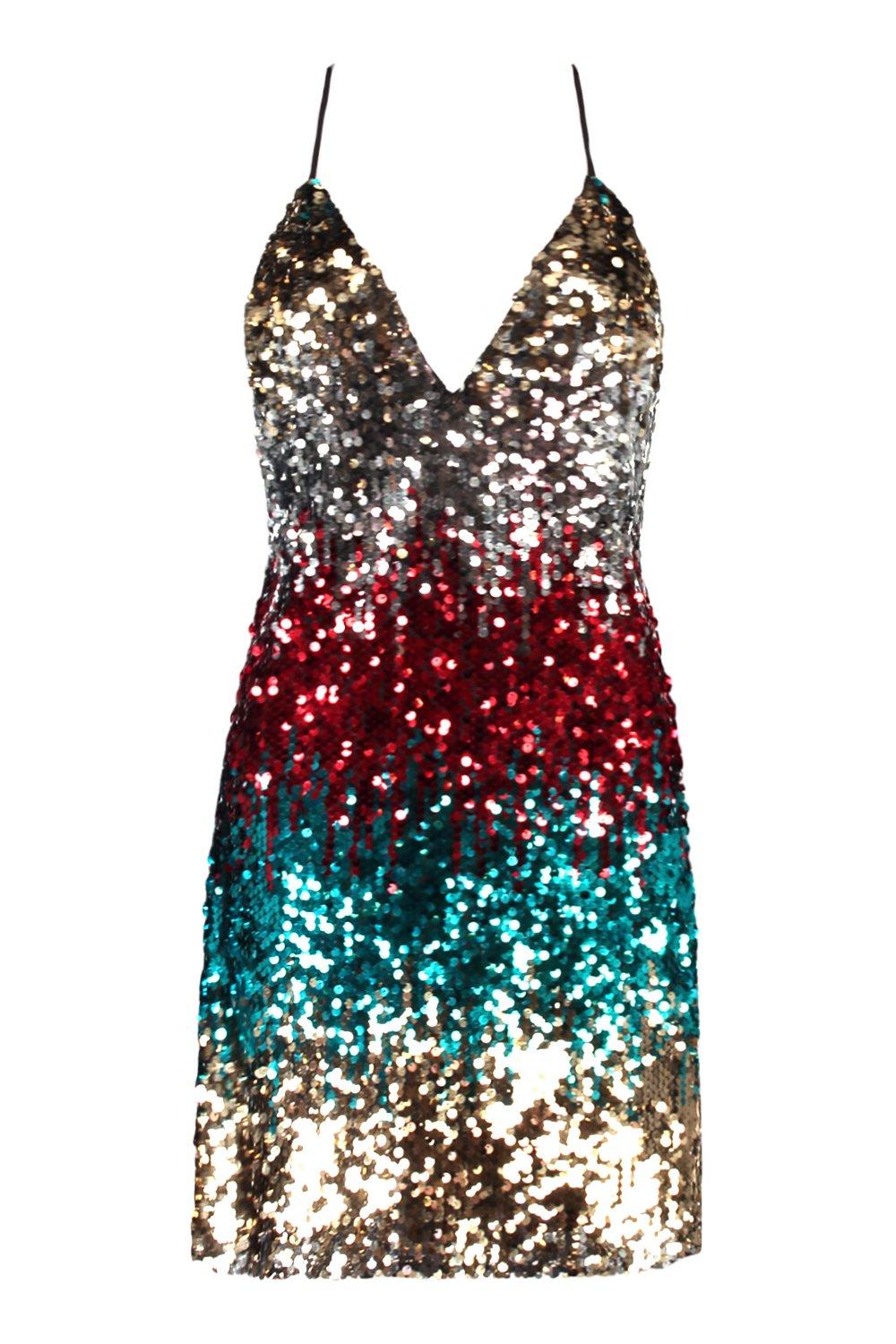 Boutique multi sequin bodycon hot sale dress