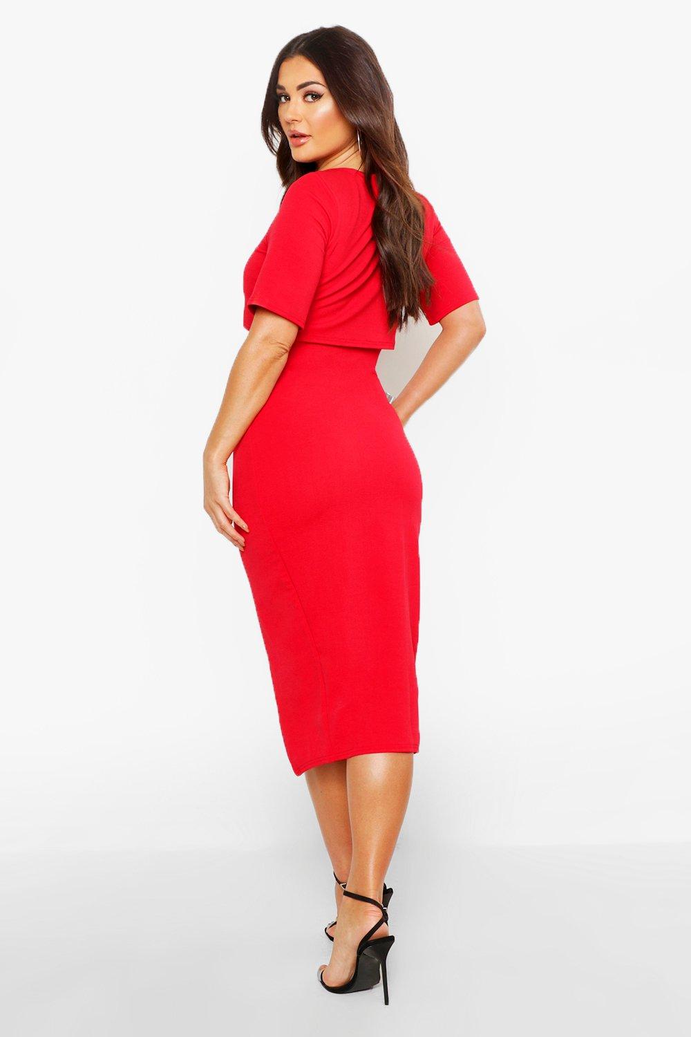 Boohoo red hotsell midi dress