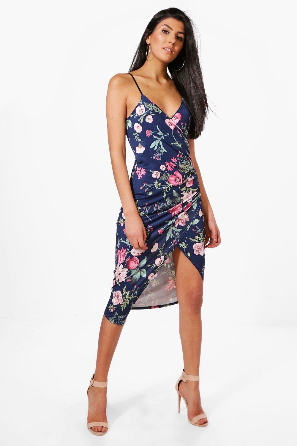 floral midi dress boohoo