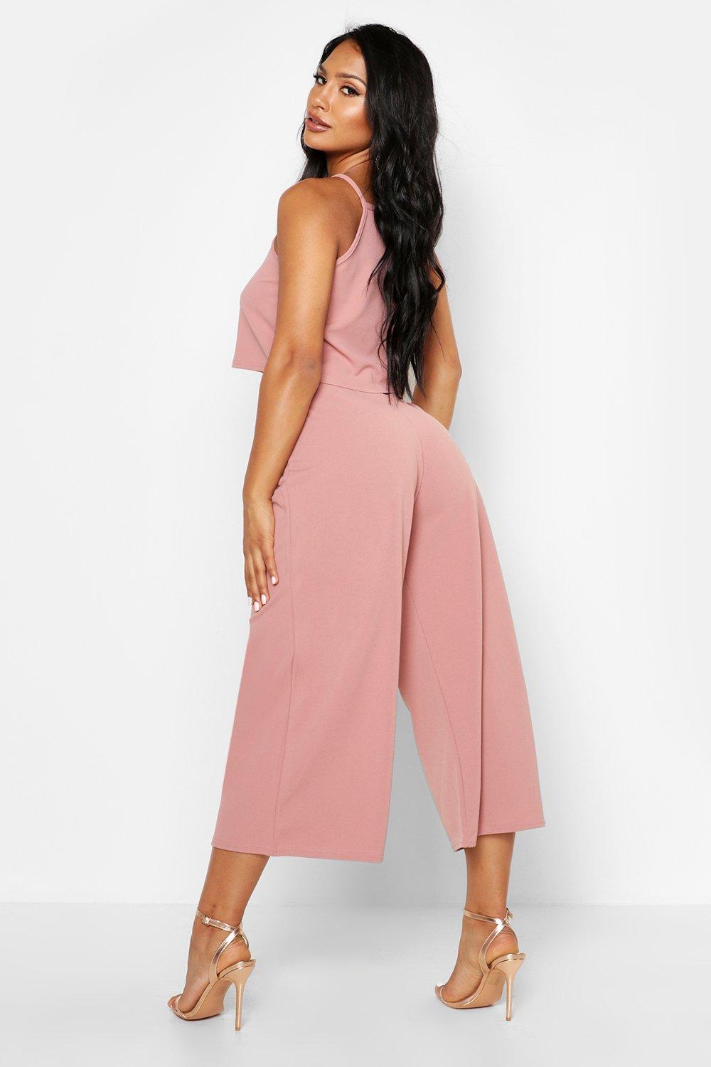 Rose Strappy Crop Culotte Co Ord Set