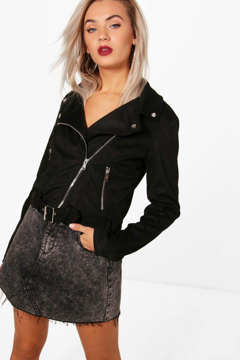 cropped faux suede jacket