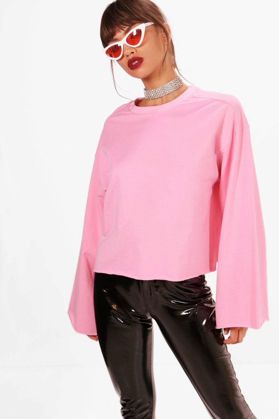 Pink Oversized Wide Sleeve Sweatshirt image number 1