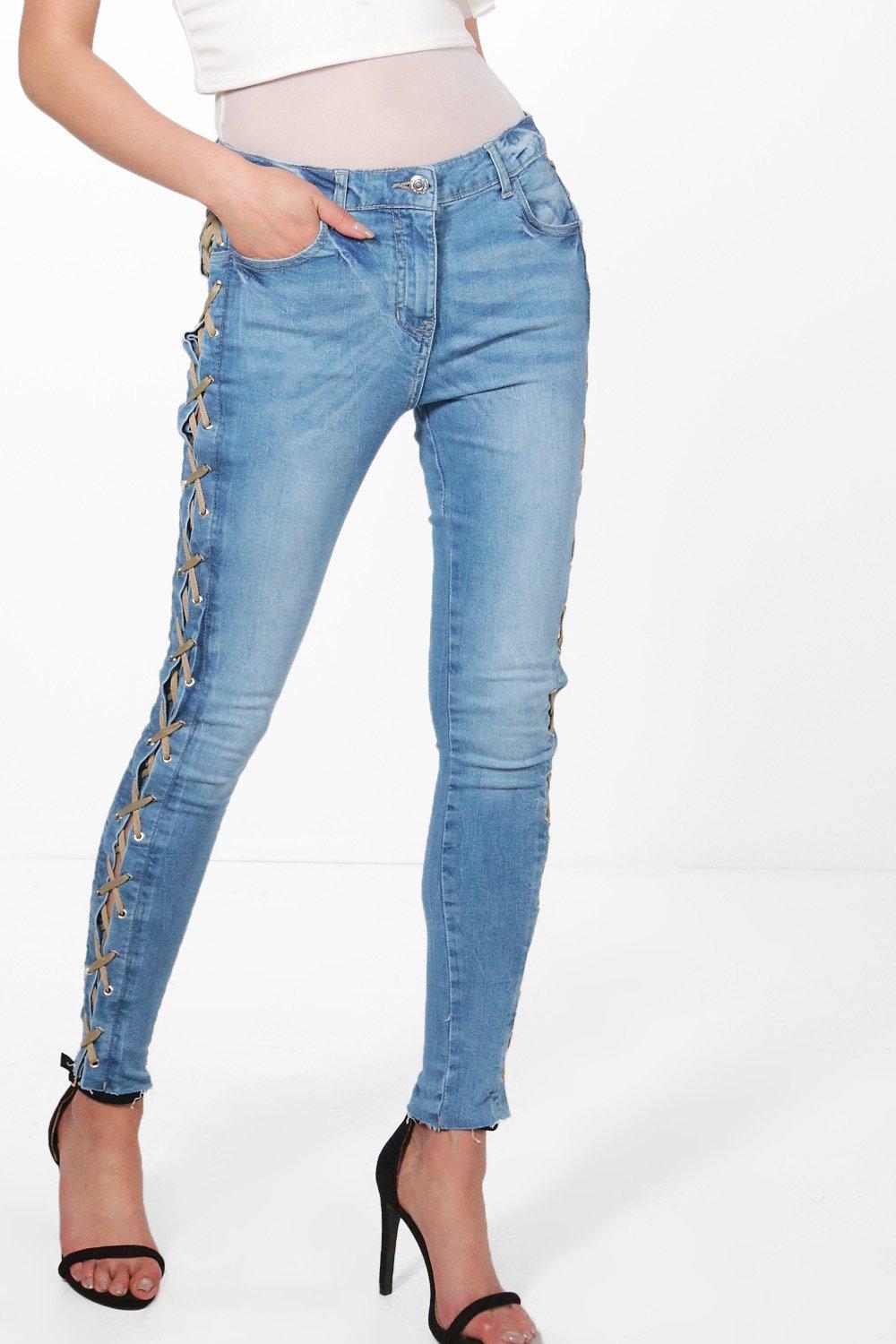 lace up jeans side