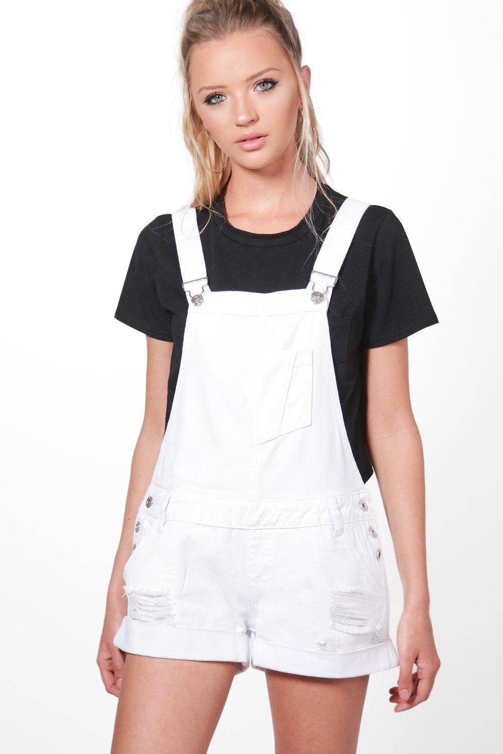 white denim dungarees