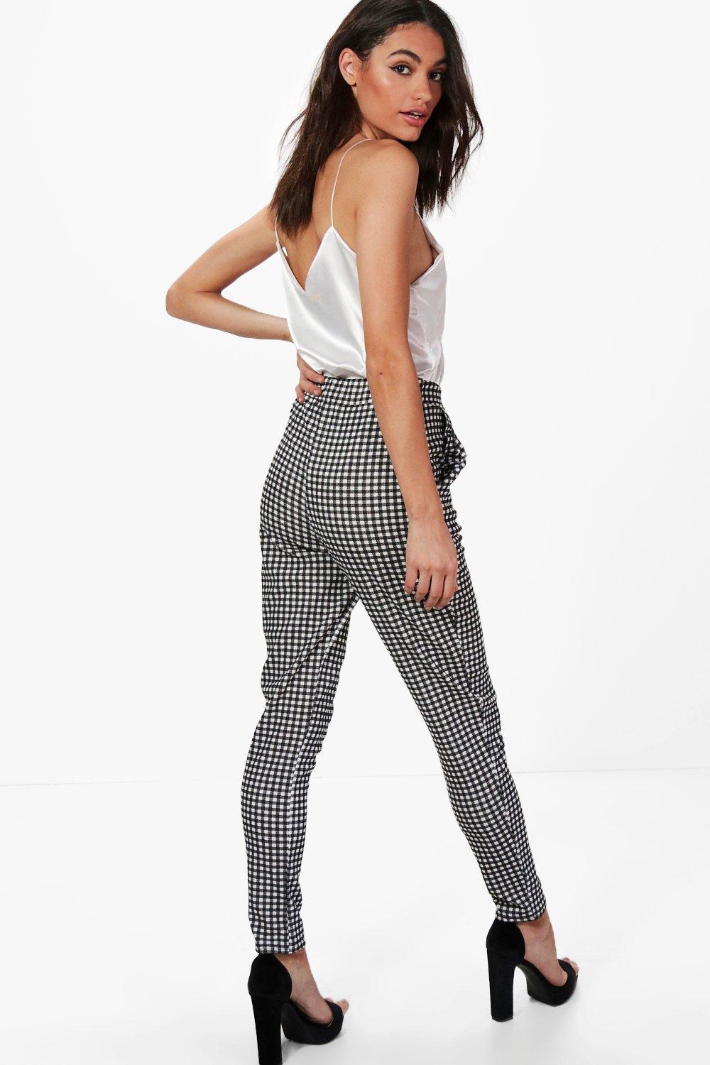 Pantalon cuadros gris con gomas Vero Moda Eva para mujer