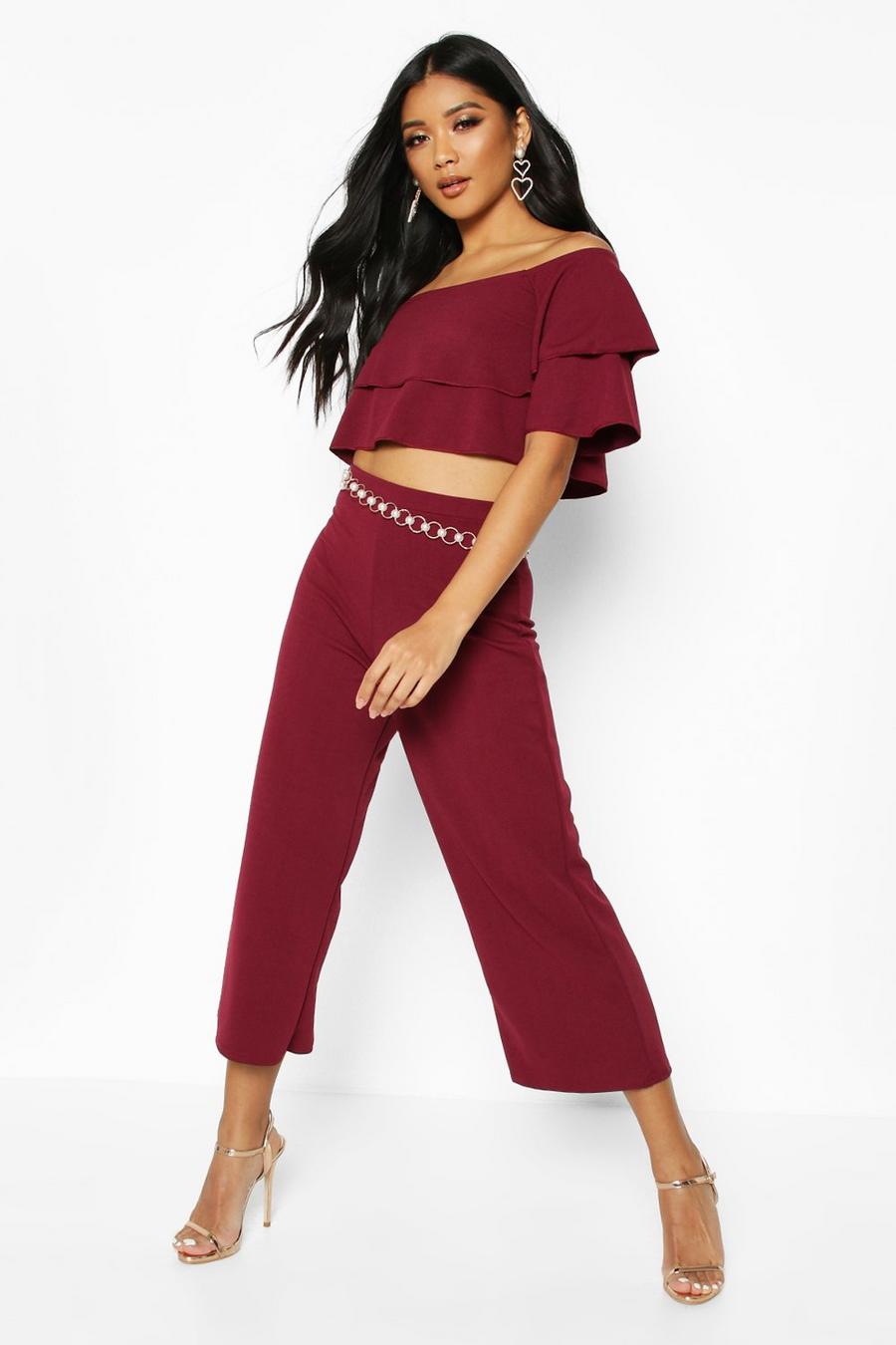 Berry Double Bandeau Top And Culotte Co-Ord Set image number 1