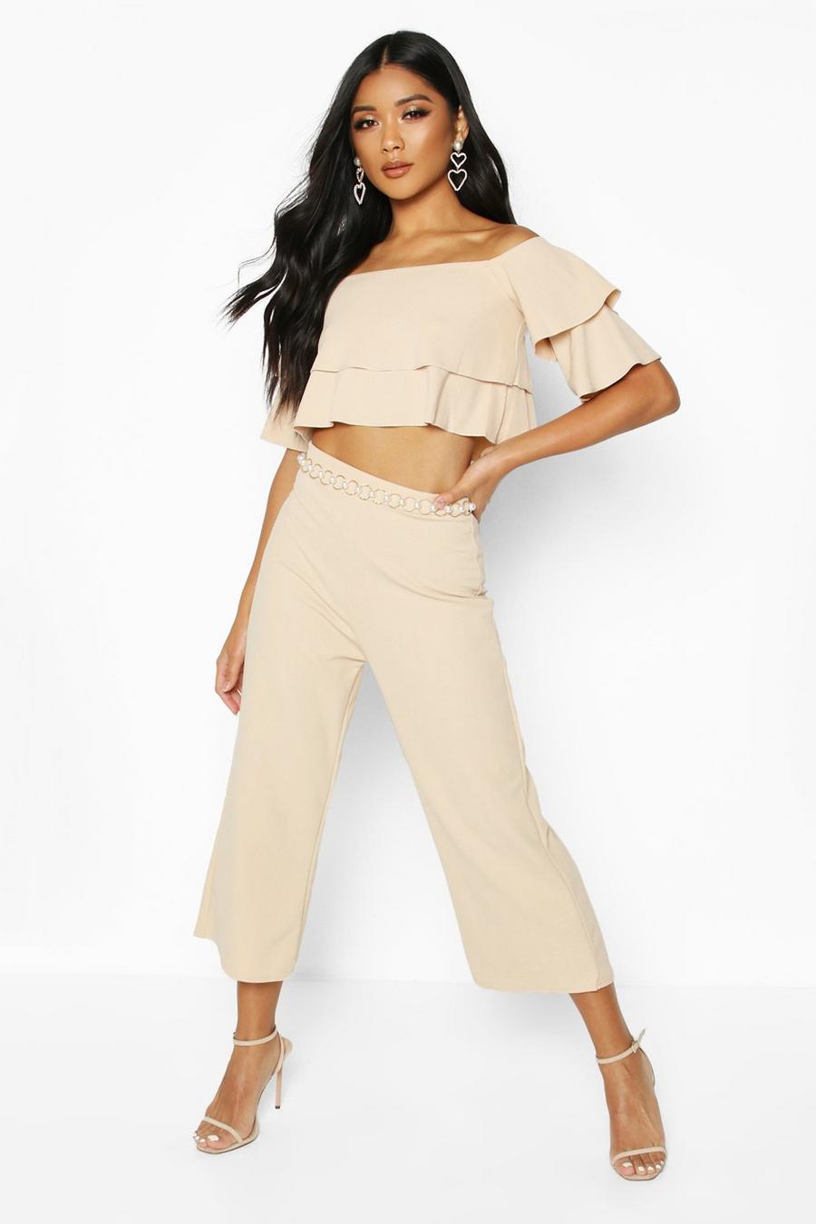 Stone Double Bandeau Top And Culotte Co-Ord Set image number 1