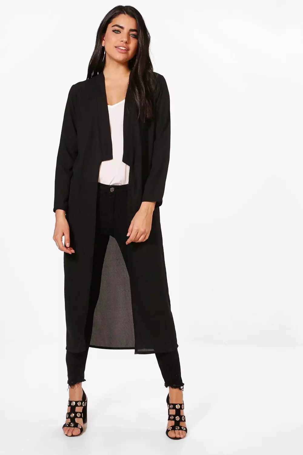 Black Isabelle Step Collar Lightweight Duster alternative image