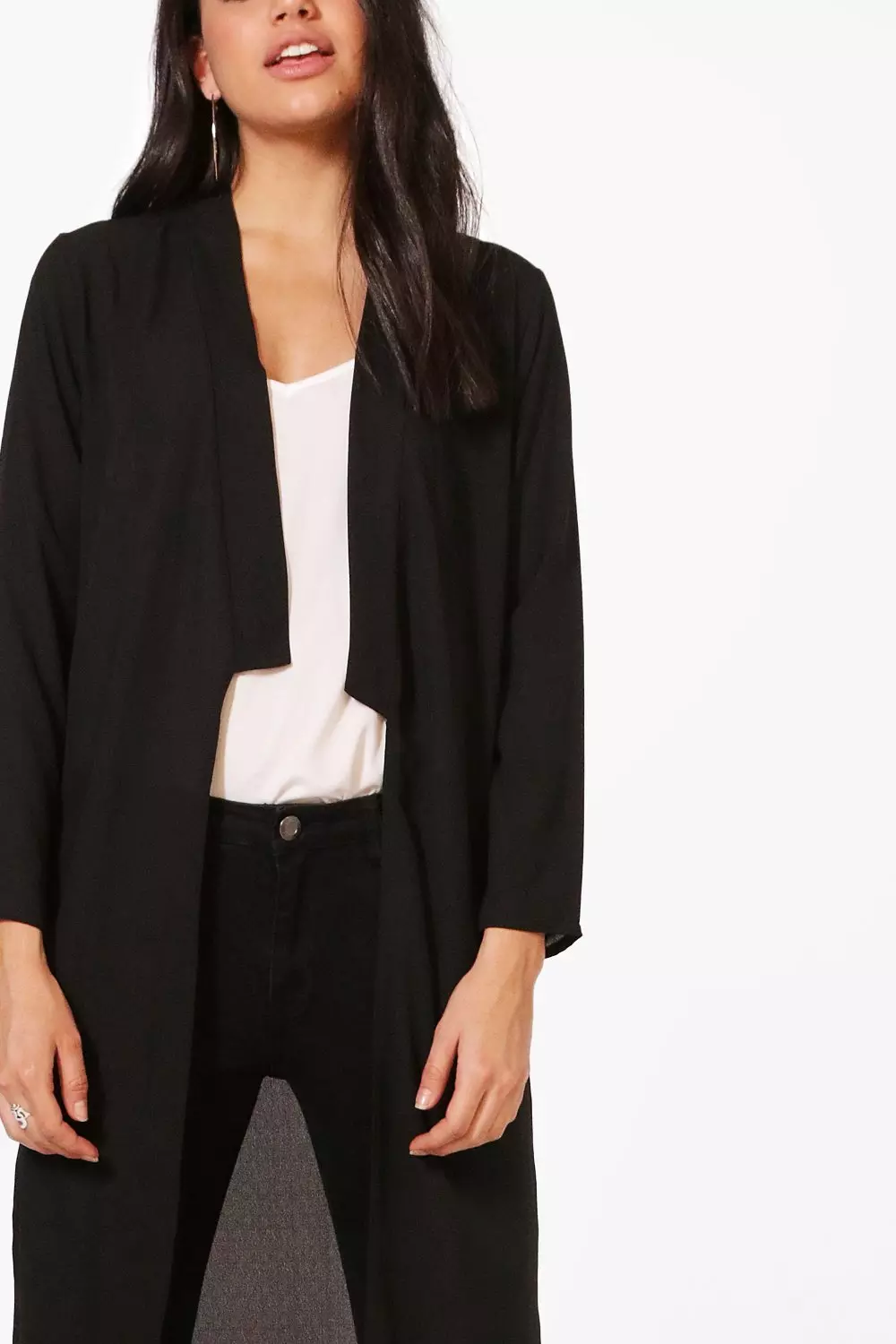 Black Isabelle Step Collar Lightweight Duster alternative image
