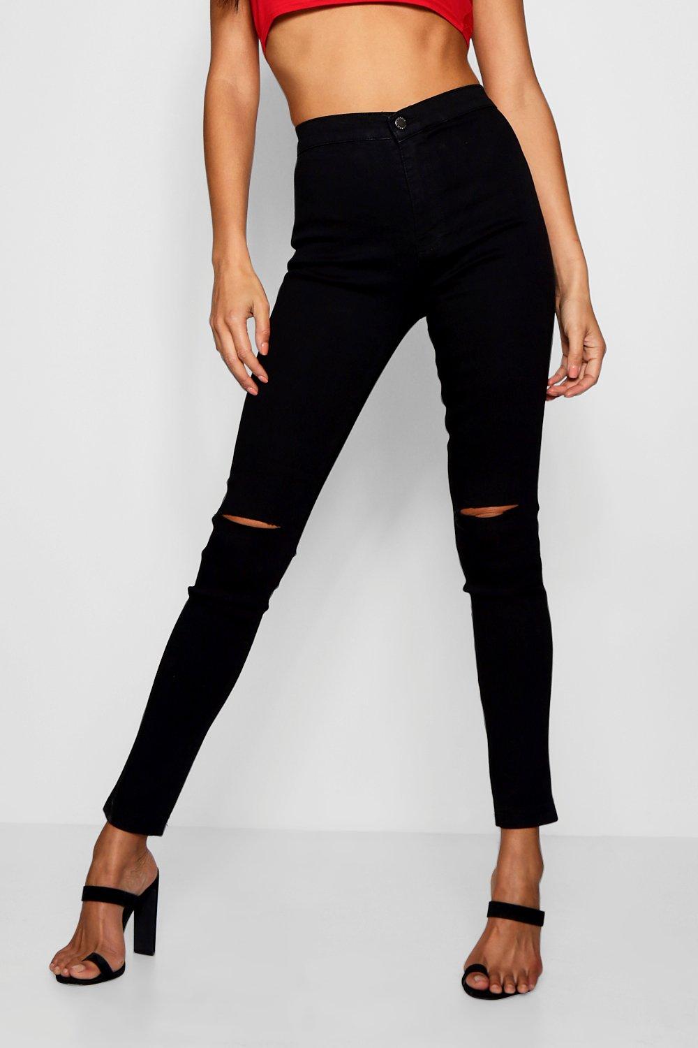 ripped knee black jeans