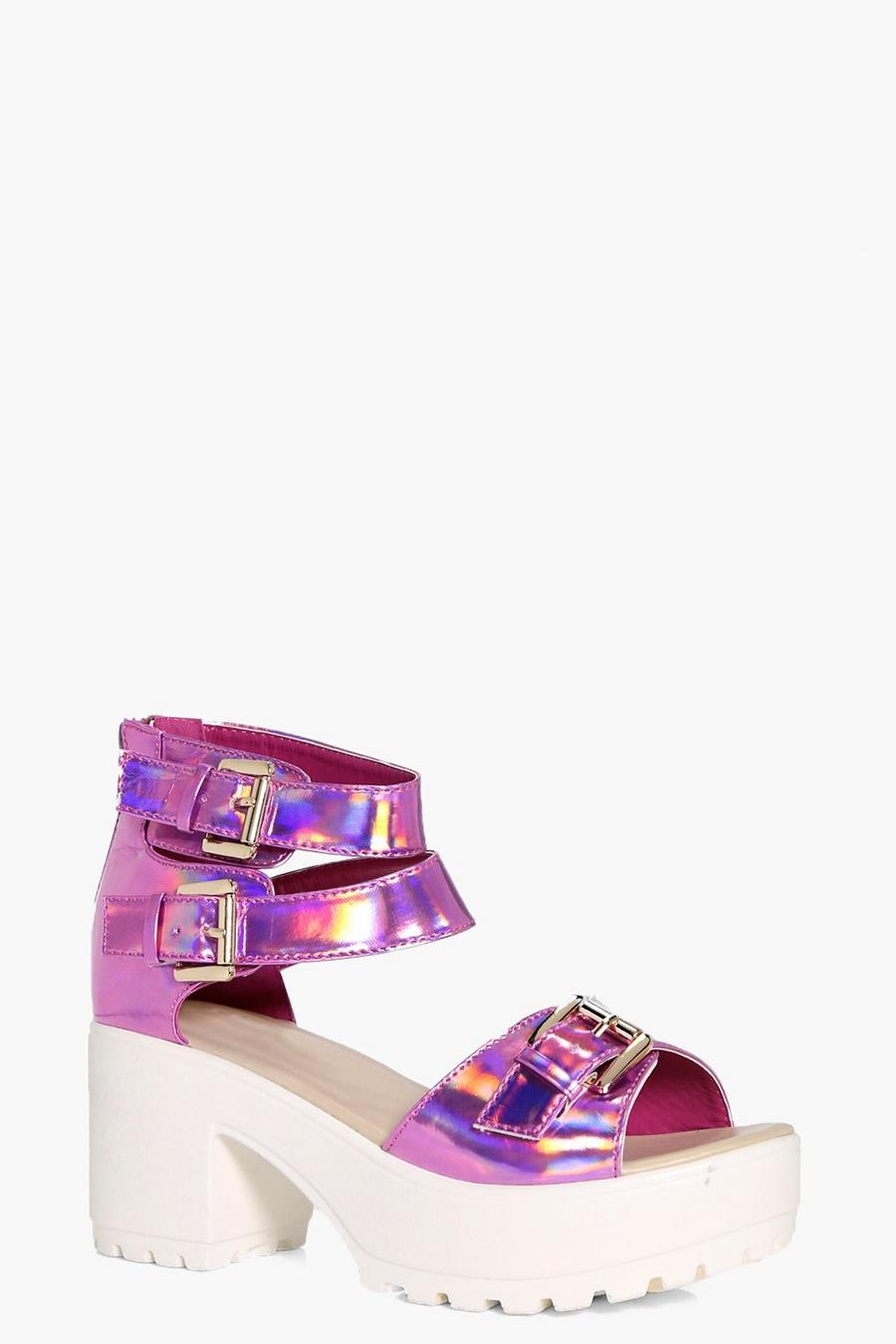 Sarah Holographic Buckle Detail Cleated Sandal image number 1