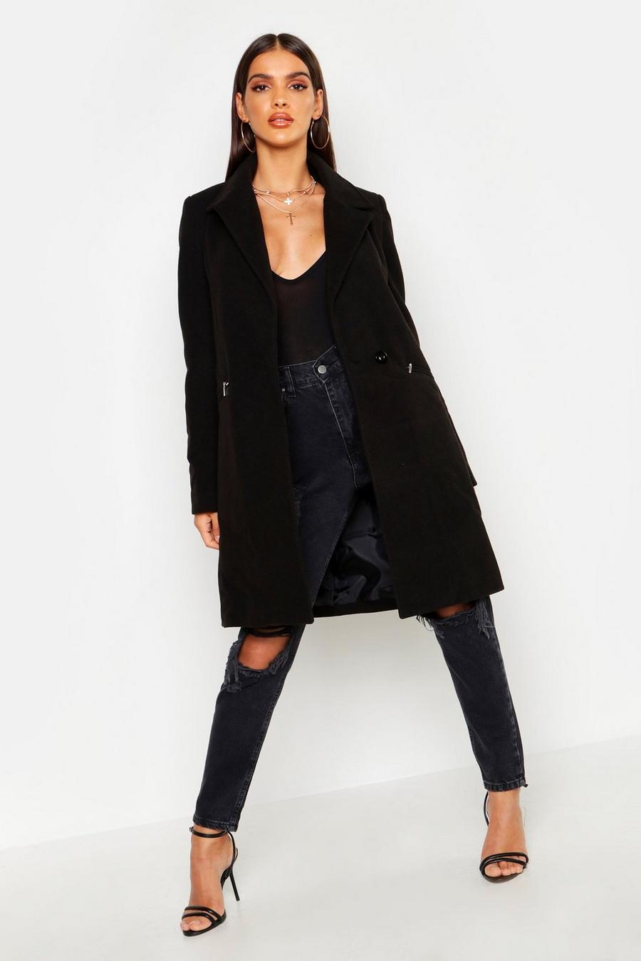 Manteau ajusté à poche zippée, Noir image number 1