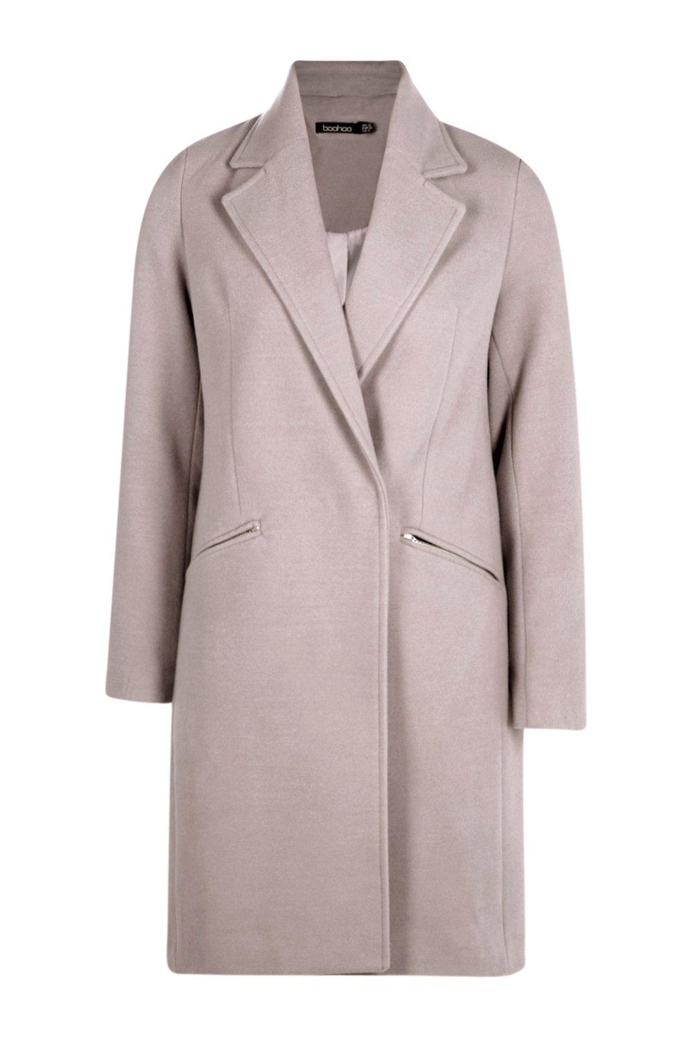 Grey on sale coat boohoo