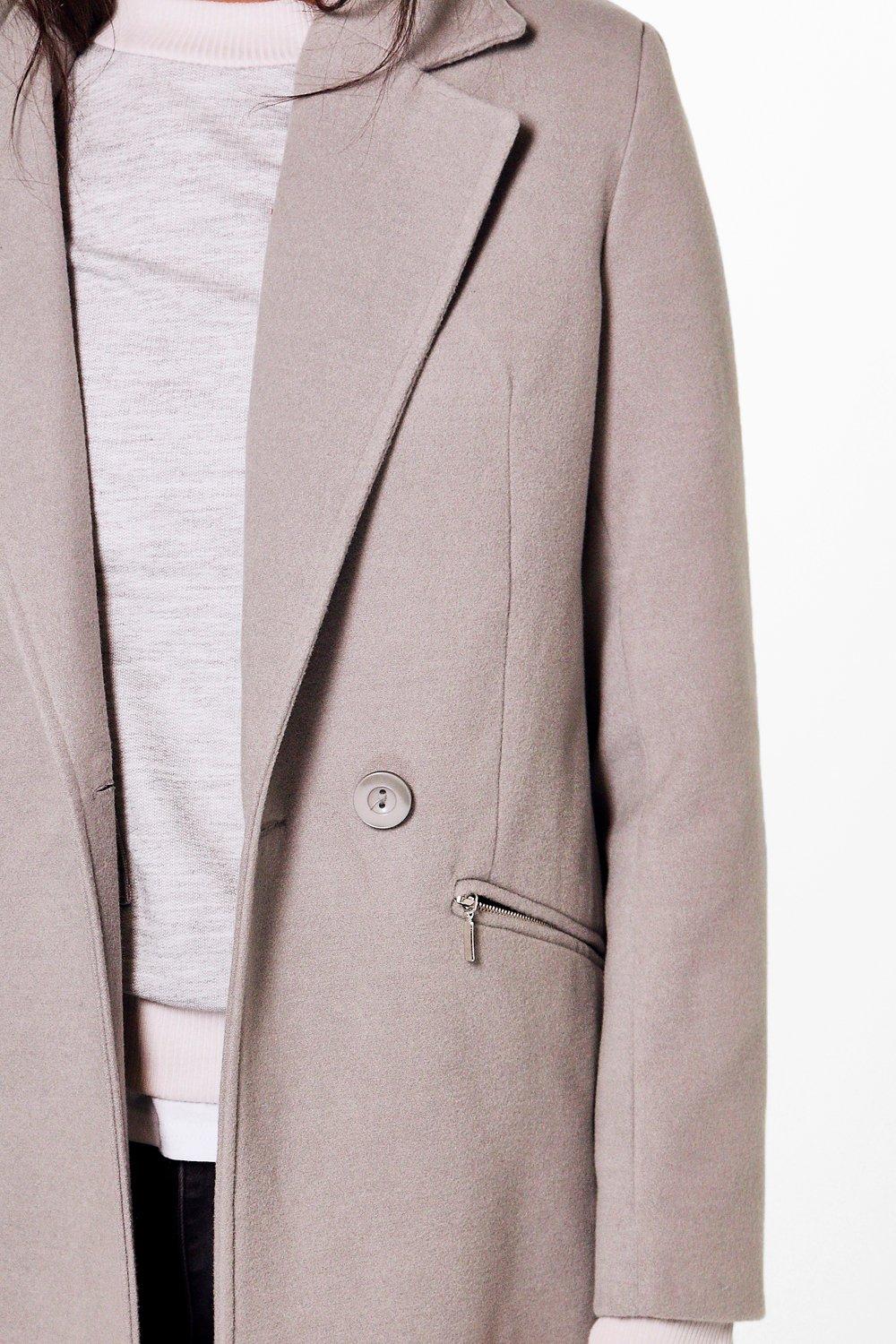 Grey hot sale coat boohoo