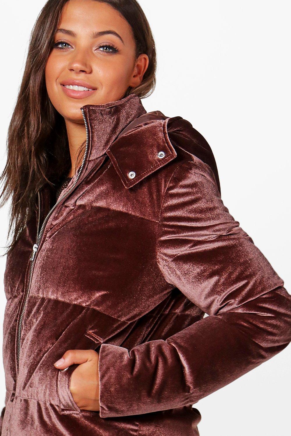 velvet padded jacket womens