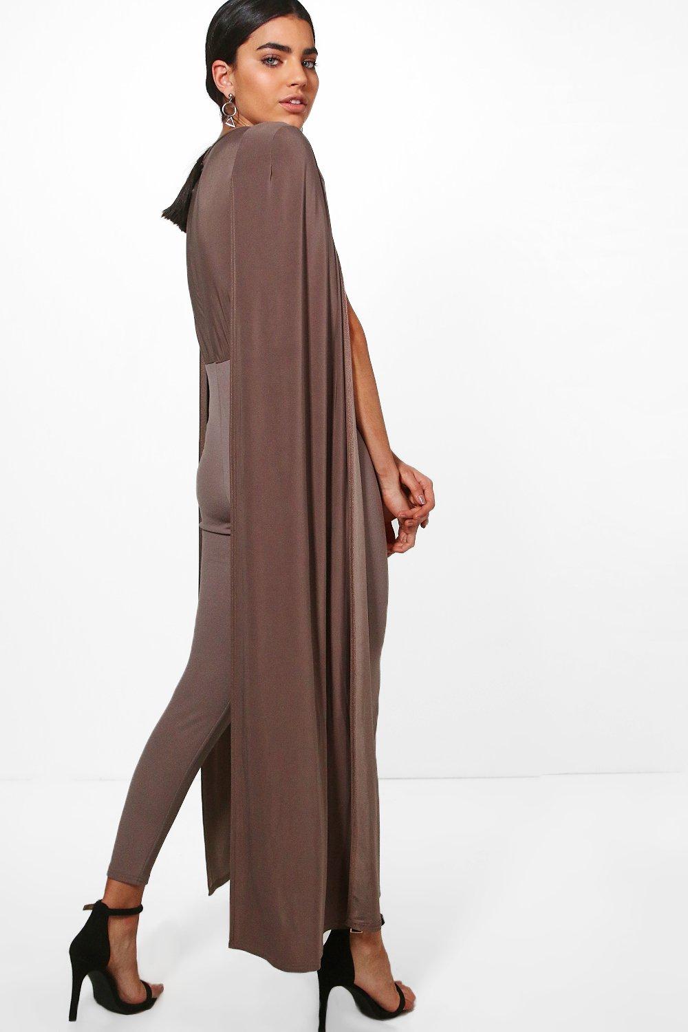 plunging neck cloak sleeve jumpsuit
