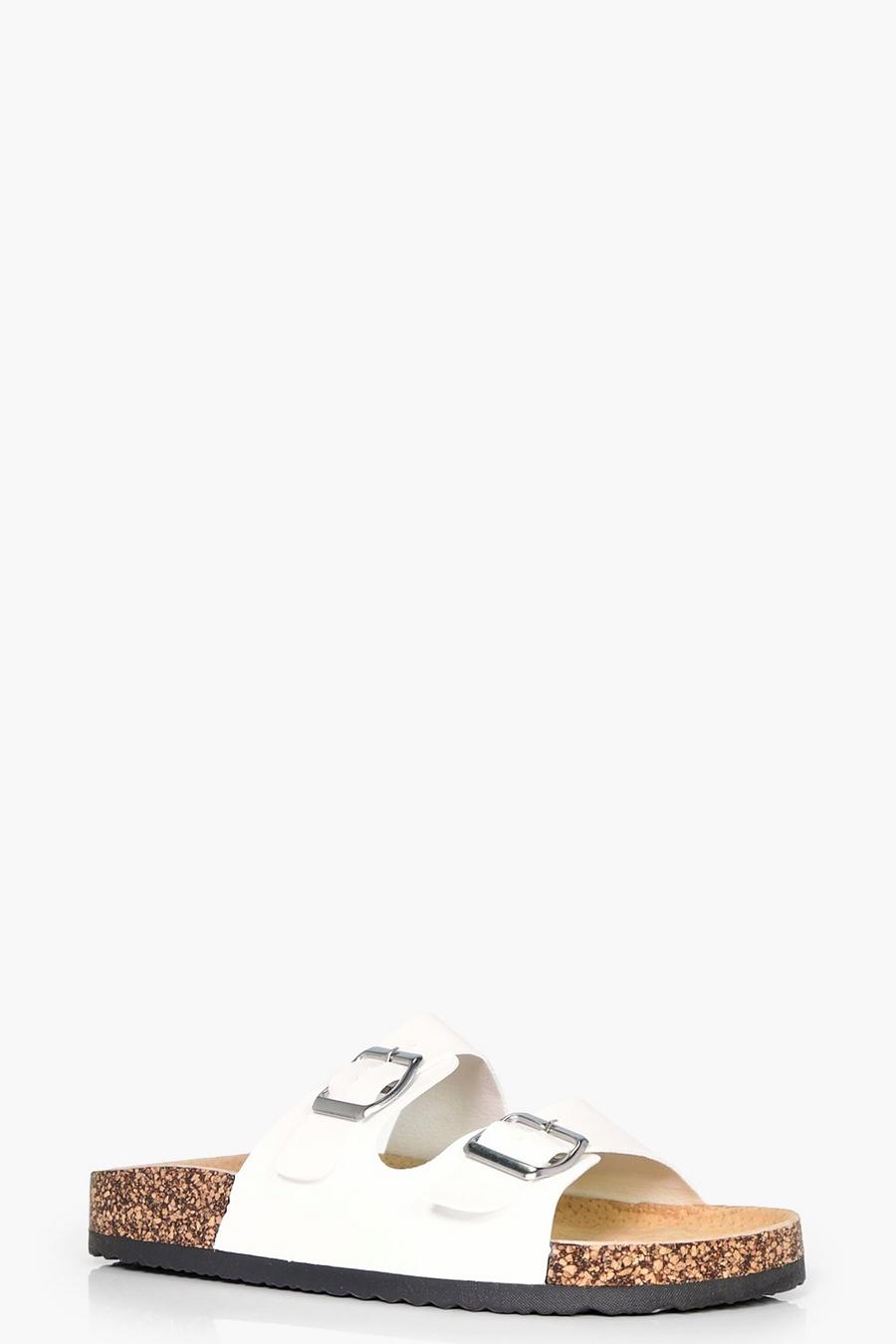 White vit Double Buckle Slider Footbed Sandals image number 1