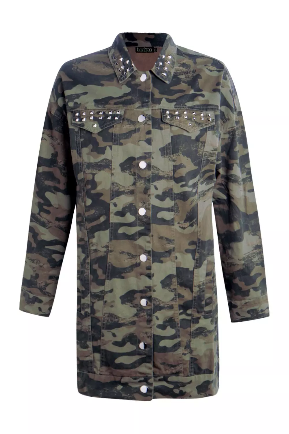 Boohoo camo 2024 denim jacket