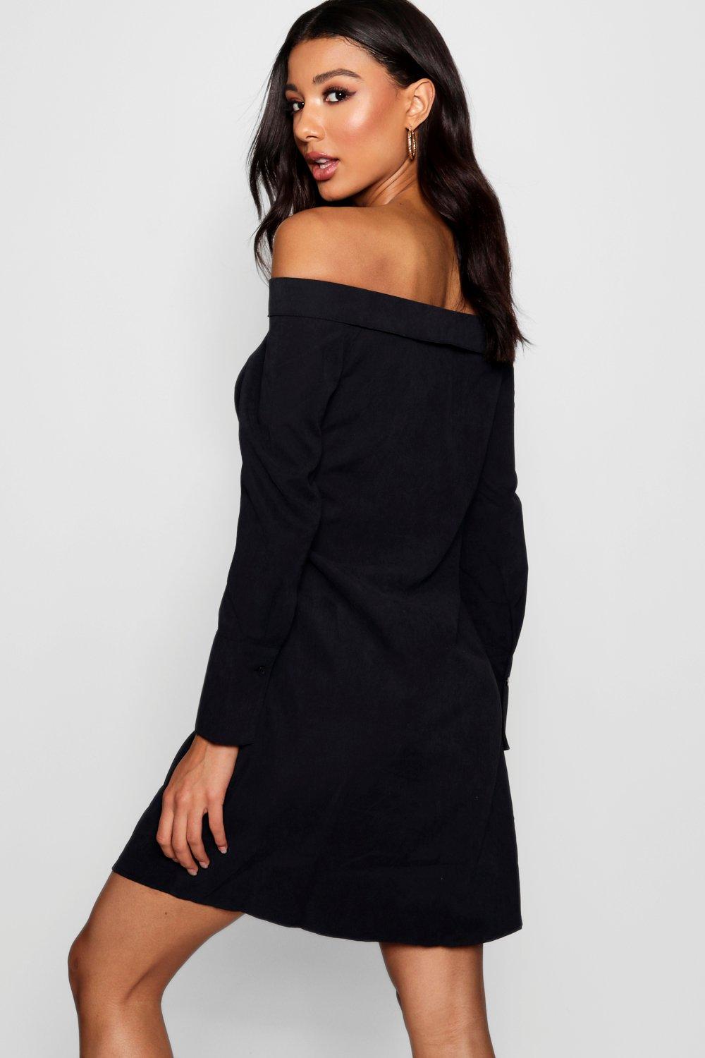 Robe chemise nouee devant a epaules denudees boohoo FR
