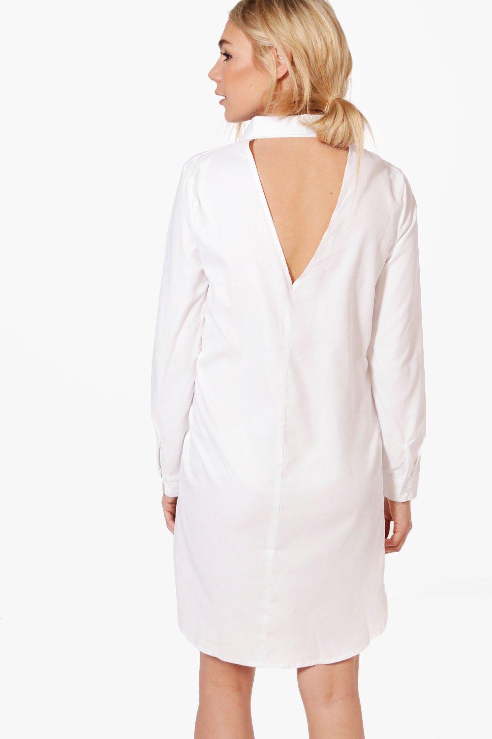 open back shirt dress
