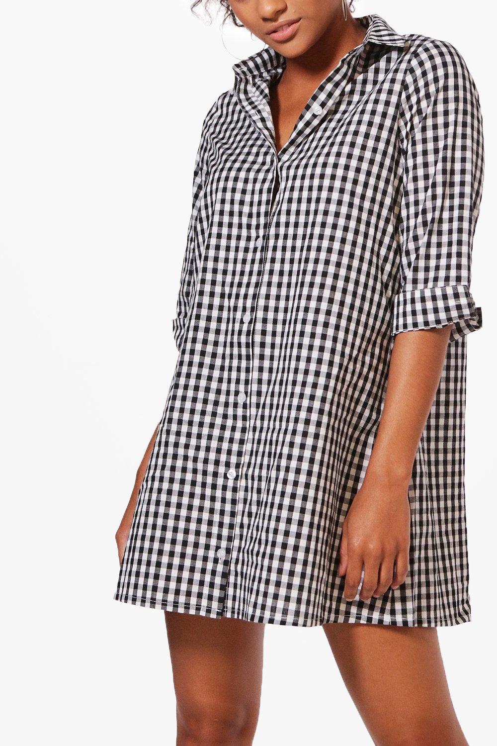 gingham shirt dress