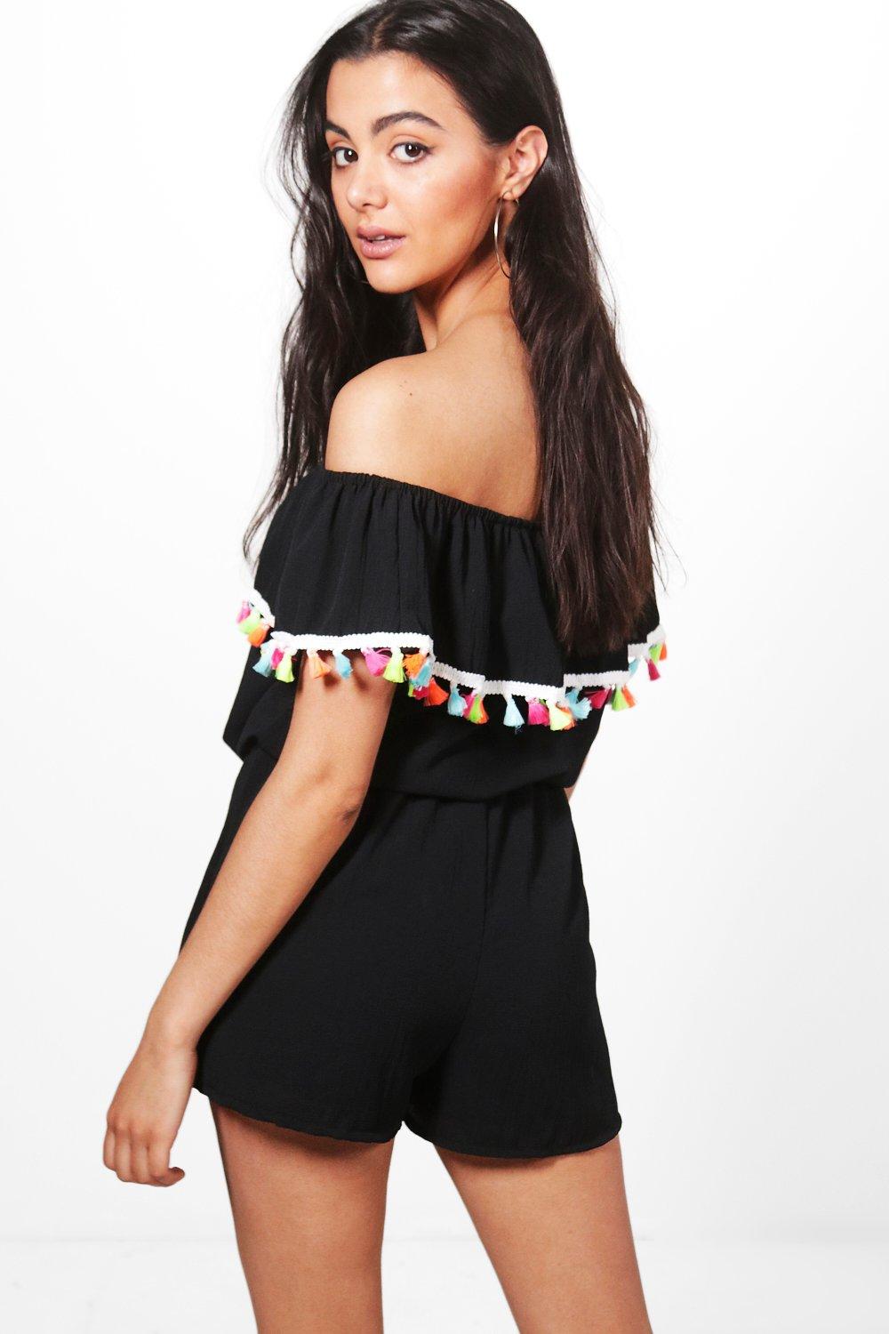 neon tassel playsuit