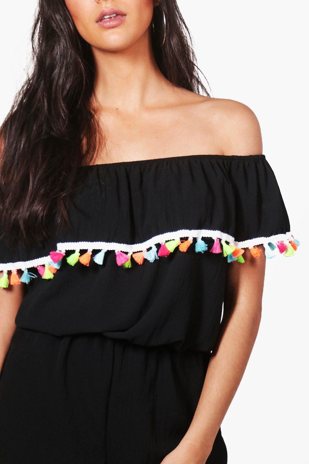 neon tassel playsuit