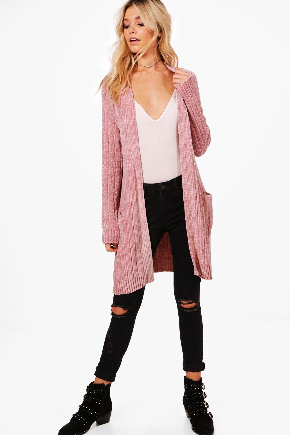 black chenille slouchy cardigan