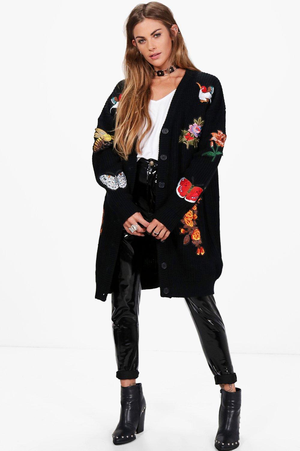 black embroidered cardigan
