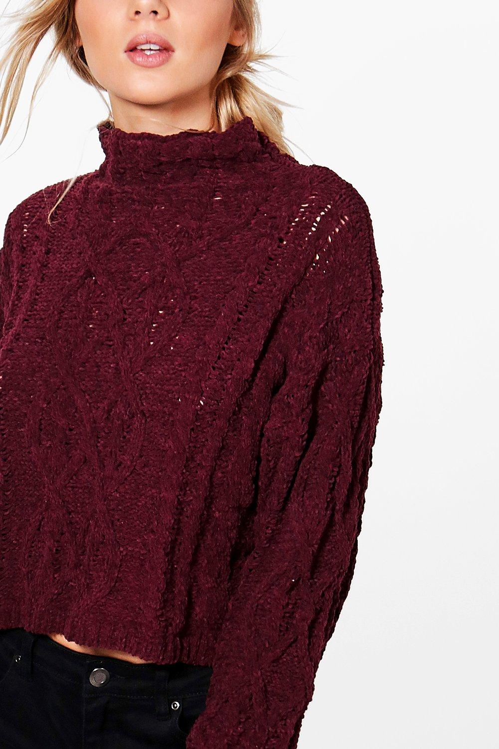 Cable knit funnel neck jumper best sale